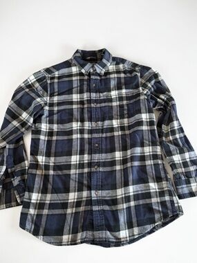Chaps Plaid Shirt for Men Blue Black Button Up Cotton M